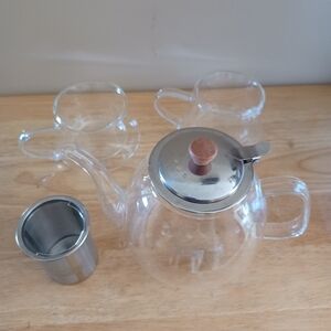 New Heatproof Glass Teapot  Infuser with Two Cups